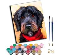 WANGWANGMIAO Pintura por números para adultos principiantes,Perro schnauzer negro 40x50cm,kit con lienzo sin arrugas, pinceles y pintura acrílica, decoración del hogar regalo,sin marco