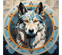 WANGXIAO Diy Pintar por Numeros Adultos - Manualidades pintura acrilica Kit Cuadro DIY completo,40x40cm,Dios lobo mágico, animales fantásticos,Con marco
