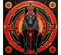WANGXIAO Diy Pintar por Numeros Adultos - Manualidades pintura acrilica Kit Cuadro DIY completo,40x40cm,Magia del lobo rojo del antiguo Egipto,Con marco