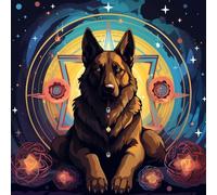 WANGXIAO Diy Pintar por Numeros Adultos - Manualidades pintura acrilica Kit Cuadro DIY completo,40x40cm，Perro pastor alemán de mitología fantástica,Con marco