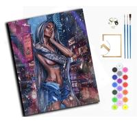 WANGXIAO Diy Pintar por Numeros Adultos - Manualidades pintura acrilica Kit Cuadro DIY completo,40x50cm,Hermosa mujer africana,con marco