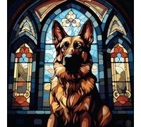 WANGXIAO Juego de Pintura por números para Adultos,Lienzo de Pintura al óleo con Pinceles y Pintura,como Regalo de decoración del hogar,40 x 40 cm,Perro pastor alemán gótico,Con marco
