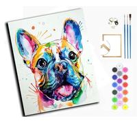 WANGXIAO Juego de Pintura por números para Adultos,Lienzo de Pintura al óleo con Pinceles y Pintura,como Regalo de decoración del hogar,40 x 50 cm,Bulldog francés arcoíris,con marco