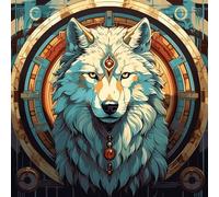 WANGXIAO Juego de Pintura por números para Adultos,Lienzo de Pintura al óleo con Pinceles y Pintura,como Regalo de decoración del hogar,40 x 40 cm,Dios lobo mágico, animales fantásticos,Con marco