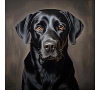 WANGXIAO Juego de Pintura por números para Adultos,Lienzo de Pintura al óleo con Pinceles y Pintura,como Regalo de decoración del hogar,40 x 40 cm,perro labrador negro, mascota,Con marco