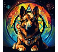 WANGXIAO Pintar Con Numeros Adultos,Con Tres Pinceles y Pintura Acrílica,Cuadros para Pintar Por Numeros DIY para Principiantes,40x40 cm,Perro pastor alemán de mitología fantástica,Con marco