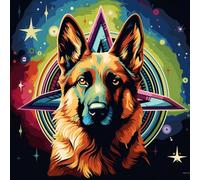 WANGXIAO Pintar con Numeros para Adultos,DIY Pintura por Números Decoraciones para el Hogar,40x40cm,Perro pastor alemán de mitología fantástica,Con marco