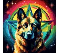 WANGXIAO Pintar por Numeros Adultos,DIY Pintura por Números，con Pinceles y Pintura Acrilica,40x40 cm,Perro pastor alemán de mitología fantástica,Con marco