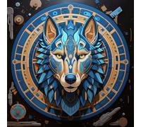 WANGXIAO Pintar por Numeros Adultos,DIY Pintura por Numeros Kit,Cuadros por Numeros Pigmento Acrílico,Decoración para el Hogar Regalo,40x40cm,Magia del lobo azul del antiguo Egipto,Con marco