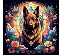 WANGXIAO Pintar por Numeros Adultos,DIY Pintura por Numeros Kit,Cuadros por Numeros Pigmento Acrílico,Decoración para el Hogar Regalo，40x40cm，Perro pastor alemán de mitología fantástica,Con marco