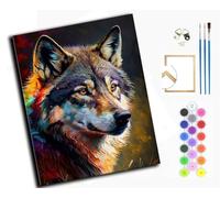 WANGXIAO Pintar por Numeros Adultos,DIY Pintura por Números,Kit de Pintura al óleo de Lienzo DIY para con Pinceles,40 x 50cm,Alma de lobo colorida,con marco