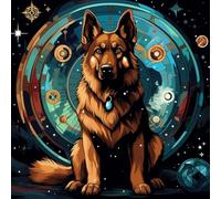 WANGXIAO Pintar por Numeros Adultos - Manualidades pintura acrilica Kit Cuadro DIY completo - 40x40cm -Perro pastor alemán de mitología fantástica,Con marco