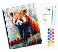 WANGXIAO Pintar por Numeros Adultos - Manualidades pintura acrilica Kit Cuadro DIY completo - 40x50cm -Lindo mapache de acuarela colorida,con marco