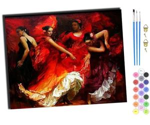 WANGXIAO Pintar por Numeros Adultos,Paint by Numbers Adult,Pintura por Numeros Adultos,Lienzos para Pintar Acrilico Niños con,40 X 50cm，Ballet de danza latina flamenca,con marco