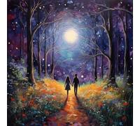 WANGXIAO Pintar por Numeros Adultos,Paint by Numbers Adult,Pintura por Numeros,Lienzos para Pintar Acrilico con,40 X 40cm，Camino iluminado por la luna,Con marco