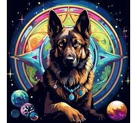 WANGXIAO Pintar por Numeros Adultos,Paint by Numbers Adult,Pintura por Numeros,Lienzos para Pintar Acrilico con,40 X 40cm，Perro pastor alemán de mitología fantástica,Con marco