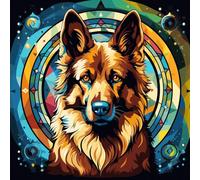 WANGXIAO Pintar por Numeros,DIY Cuadro al óleo con números para Kit de Pintura al óleo Digital para Adultos y de Regalos,40x40cm,Perro pastor alemán de mitología fantástica,Con marco