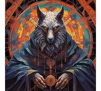 WANGXIAO Pintar por Numeros,DIY Cuadro al óleo con números para Kit de Pintura al óleo Digital para Adultos y de Regalos,40x40cm,la magia del lobo de colores del antiguo Egipto,Con marco