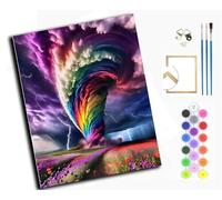 WANGXIAO Pintar por Numeros,DIY Cuadro al óleo números Kit de Pintura al óleo para Adultos y de Lienzo decoración para el hogar,40x50cm,Tornado arcoíris,con marco