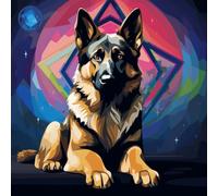 WANGXIAO Pintar por Numeros,DIY Cuadro al óleo números Kit de Pintura al óleo para Adultos y de Lienzo decoración para el hogar,40x40cm,Perro pastor alemán de mitología fantástica,Con marco