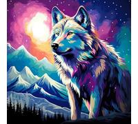 WANGXIAO Pintar por Numeros,DIY Cuadro al óleo números Kit de Pintura al óleo para Adultos y de Lienzo decoración para el hogar,40x40cm,Lobo de nieve ártico colorido,Con marco