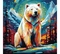 WANGXIAO Pintar por Numeros,DIY Cuadro al óleo números Kit de Pintura al óleo para Adultos y de Lienzo decoración para el hogar,40x40cm,Oso polar de aurora colorida,Con marco