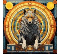 WANGXIAO Pintar por números para adultos,16x16 pulgadas,DIY Número Kits de pintura,Pintado a mano Pintura al óleo Arte de Regalos,la magia del lobo de colores del antiguo Egipto,Con marco