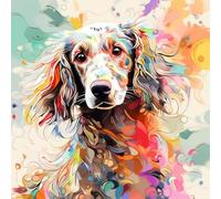 WANGXIAO Pintar por números para adultos,16x16 pulgadas,DIY Número Kits de pintura,Pintado a mano Pintura al óleo Arte de Regalos,Perro de orejas largas arcoíris,Con marco