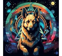 WANGXIAO Pintar por números para adultos,16x16 pulgadas,DIY Número Kits de pintura,Pintado a mano Pintura al óleo Arte de Regalos,Perro pastor alemán de mitología fantástica,Con marco