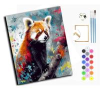 WANGXIAO Pintar por números para adultos,16x20 pulgadas,DIY Número Kits de pintura,Pintado a mano Pintura al óleo Arte de Regalos,Lindo mapache de acuarela colorida,con marco