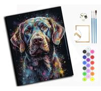 WANGXIAO Pintar por Numeros para Adultos,Pintura por Números con Pinceles y Pinturas,DIY Pintura al óleo para el Hogar Regalo,40x50cm,Retrato colorido de un perro labrador,con marco