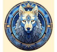 WANGXIAO Pintura por Números,DIY Kit de Pintar con Números,40x40cm,Pintura al óleo de Lienzo con Pinceles y Pigmento Acrílico para Adultos ，Magia del lobo azul del antiguo Egipto,Con marco