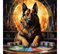WANGXIAO Pintura por Números,DIY Kit de Pintar con Números,40x40cm,Pintura al óleo de Lienzo con Pinceles y Pigmento Acrílico para Adultos ，Perro pastor alemán de mitología fantástica,Con marco