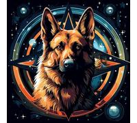 WANGXIAO Pintura por números para adultos ，con pinceles,pintura acrílica para niñas,kits de pintura acrílica por números sobre lienzo,40x40 cm,Perro pastor alemán de mitología fantástica,Con marco