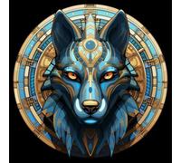 WANGXIAO Pintura por números para adultos ,con pinceles,pintura acrílica para niñas,kits de pintura acrílica por números sobre lienzo,40x40 cm,Magia del lobo azul del antiguo Egipto,Con marco