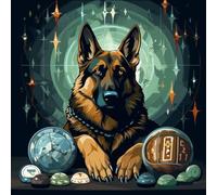 WANGXIAO Pintura por Números para Adultos,DIY Pintura por Números,Kit de Pintura al óleo de Lienzo para con Pinceles,40x40 cm,Perro pastor alemán de mitología fantástica,Con marco