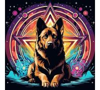 WANGXIAO Pintura por números para adultos,Kit de manualidades de pintura al óleo,con pinceles y pintura acrílica para regalo,40x40 cm,Perro pastor alemán de mitología fantástica,Con marco