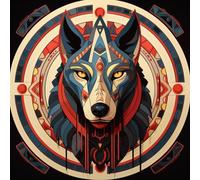 WANGXIAO Pintura por números para adultos,Kit de manualidades de pintura al óleo,con pinceles y pintura acrílica para regalo,40x40 cm,Magia del lobo rojo del antiguo Egipto,Con marco