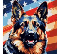 WANGXIAO Pintura por números para adultos,Kit de manualidades de pintura al óleo,con pinceles y pintura acrílica para regalo,40x40 cm,bandera del perro pastor alemán,Con marco