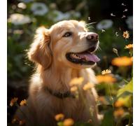WANGXIAO Pintura por Números para Adultos,Kit de Pintura por Números con Pinceles y Pinturas,Cuadros Para Pintar Por Numeros,40 * 40 cm,Feliz mariposa de perro golden retriever,Con marco