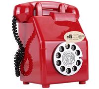 WangXLDD Decoración de teléfono con cable, juguete para teléfono de bebé, decoración de escritorio con función de depósito, el mejor regalo para niños y niñas (rojo)