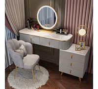 WANGXLGD Juego de tocador con Espejo Iluminado, tocador de Maquillaje con cajones y Taburete Acolchado para Dormitorio de niña (A,100cm)