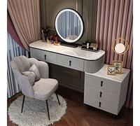 WANGXLGD Juego de tocador con Espejo Iluminado, tocador de Maquillaje con cajones y Taburete Acolchado para Dormitorio de niña (B,100cm)