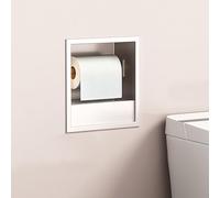 WANGXLGD Nicho Empotrado para Ducha en Pared de baño Estante de Pared de Acero Inoxidable y portarrollos con Soporte (White,230 * 170 * 125mm)