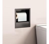 WANGXLGD Nicho Empotrado para Ducha en Pared de baño Estante de Pared de Acero Inoxidable y portarrollos con Soporte (Black,230 * 170 * 125mm)