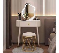 WANGXLGD Tocador de Maquillaje con Luces, Escritorio de Tocador, Tocador de Maquillaje con Cajones, Espejo con Luces Led, Tocador con Taburete para Mujer, Niña, Dormitorio (A,50cm)