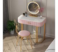 WANGXLGD Tocador Moderno de 60 cm, tocador de Maquillaje con Espejo Iluminado, 4 cajones, Mesa Deslizante y Taburete Acolchado para Dormitorio de niña (Pink,80cm)