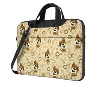 Wangxyozdp Bolsa de hombro con estampado de hueso de perro de dibujos animados para laptop, bolsa de mensajero con bolsillo para accesorios, 13/14/15.6 pulgadas, Black, 15.6 inch