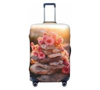 Wangxyozdp Funda protectora de equipaje de viaje con estampado de piedras con clavel rosa, funda protectora para equipaje de 45,7 a 81,3 cm, Black, S