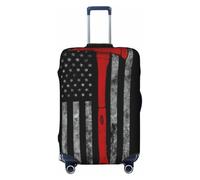 Wangxyozdp Funda protectora para equipaje de viaje con diseño de bandera de línea roja de hacha de bombero, funda protectora para equipaje de 18 a 32 pulgadas, Black, L